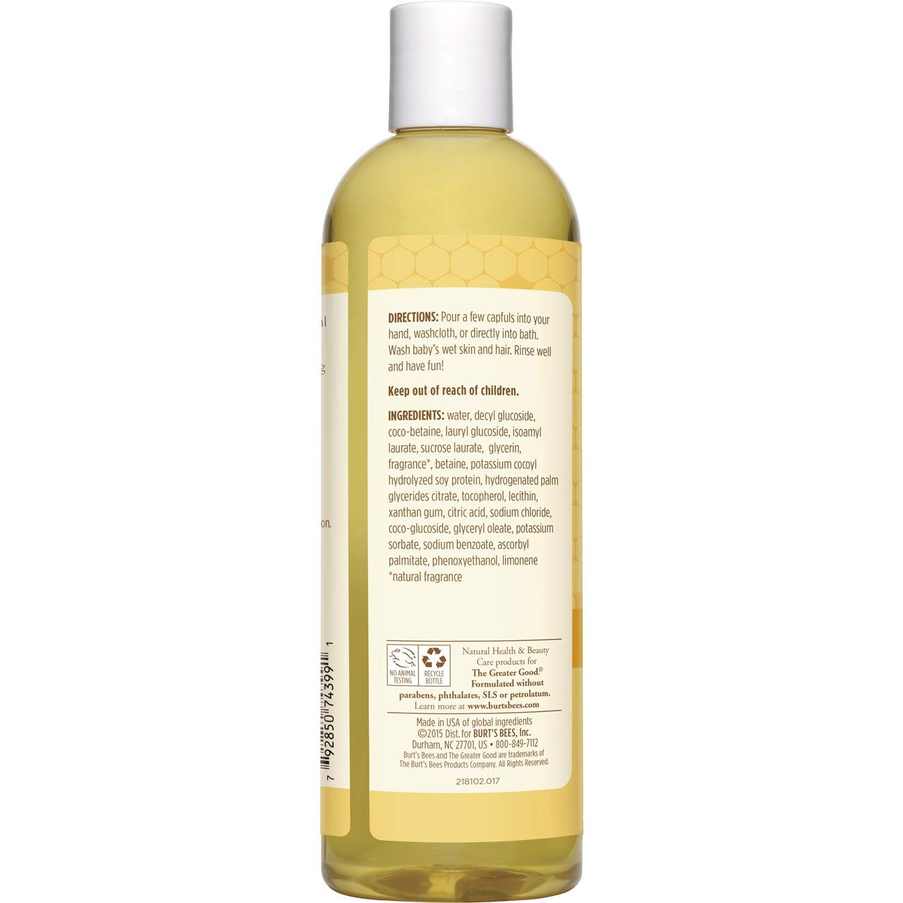 Burt's Bees ingredients label close-up highlighting natural formula