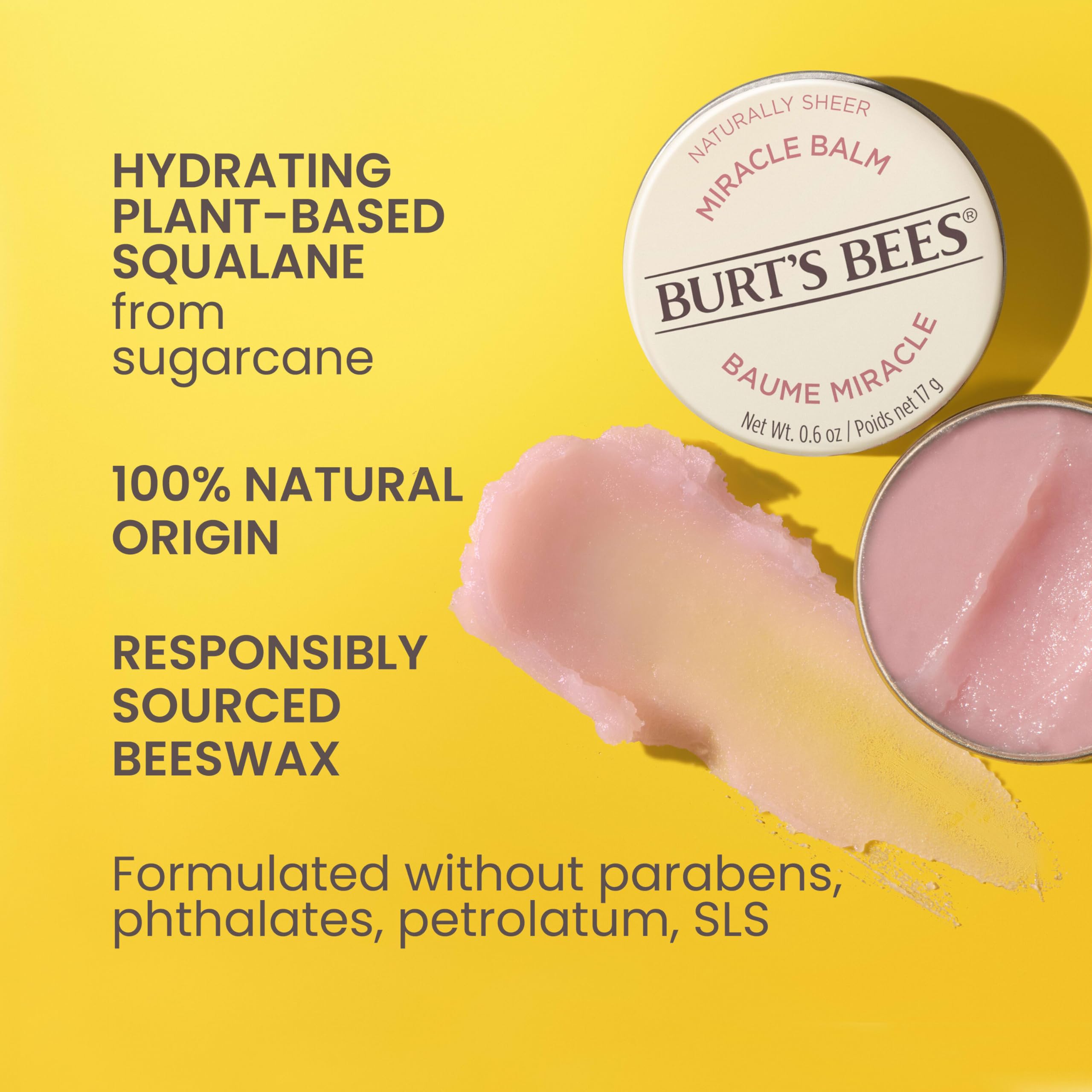 Burt's Bees close-up of balm texture illustrating smooth, blendable consistency