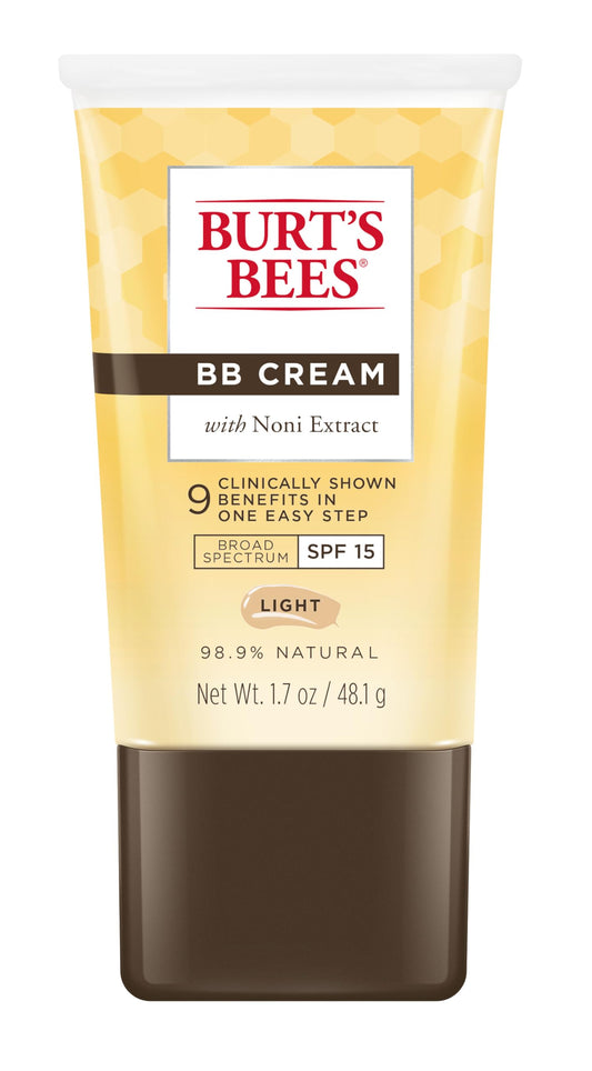 Burt's Bees front tube view showing natural BB cream packaging and SPF benefit