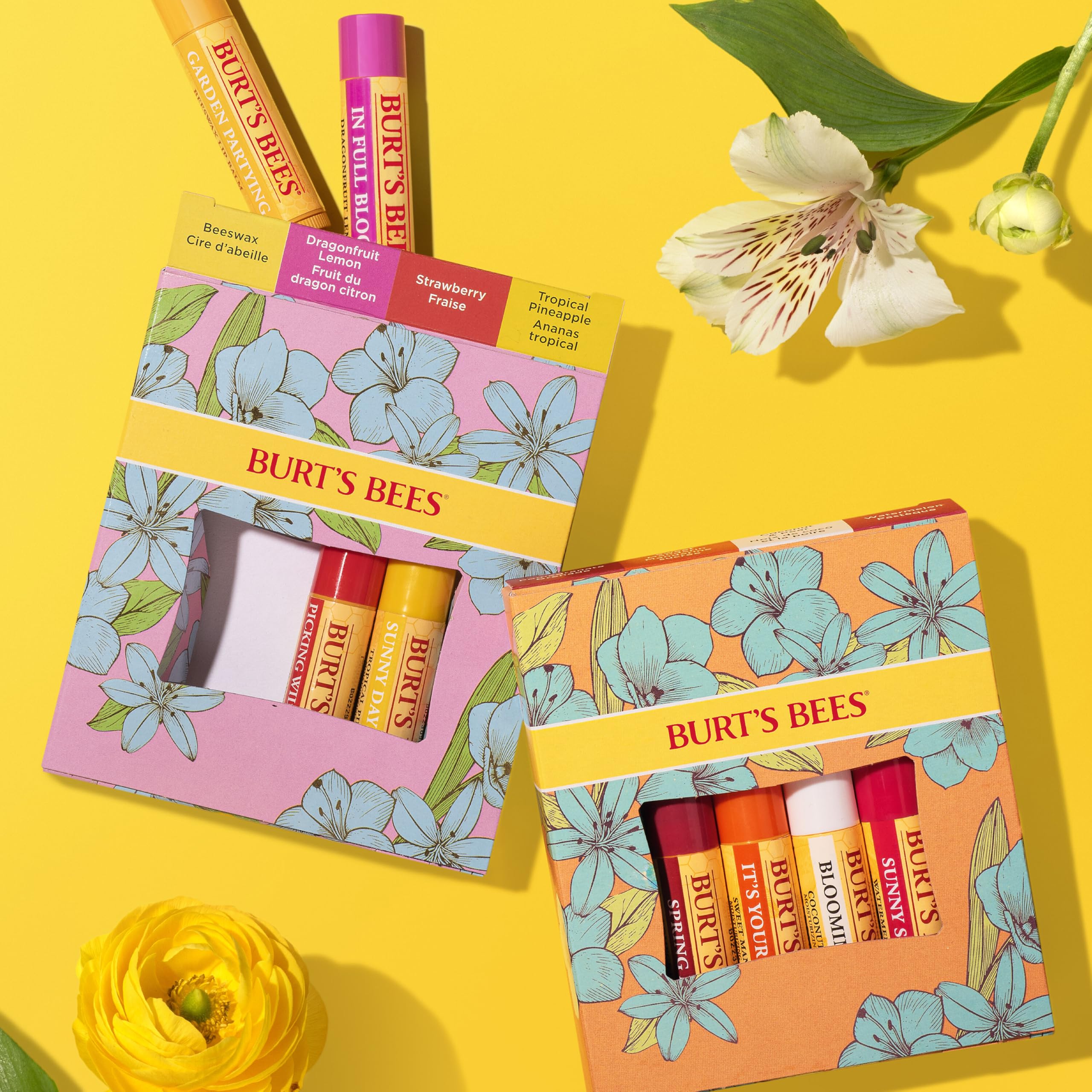 Burt's Bees Beeswax tube close-up of label highlighting natural ingredients and smooth glide