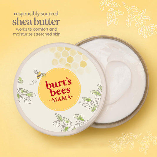 Burt's Bees open tub texture of creamy belly butter demonstrating rich hydration