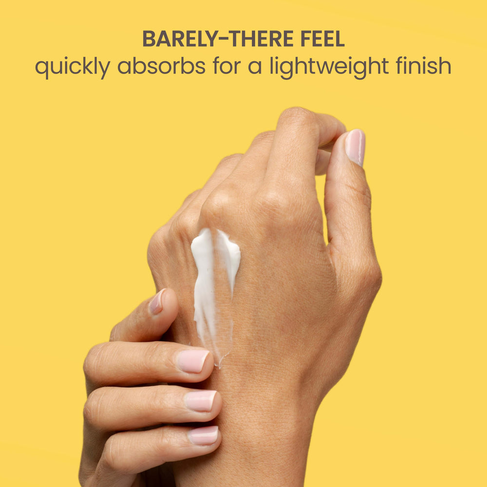 Burt's Bees applying boosted lotion on forearm to demonstrate quick absorption
