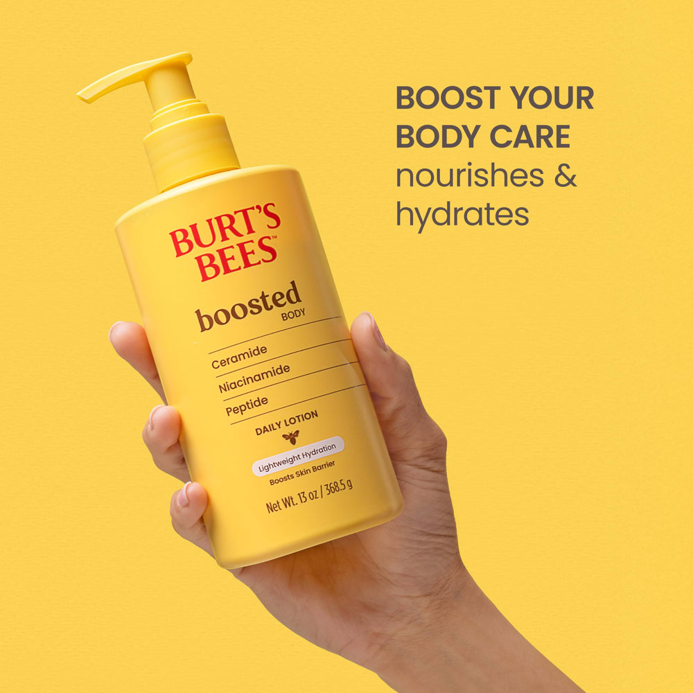 Burt's Bees ingredient list close-up showing ceramides, niacinamide and peptides