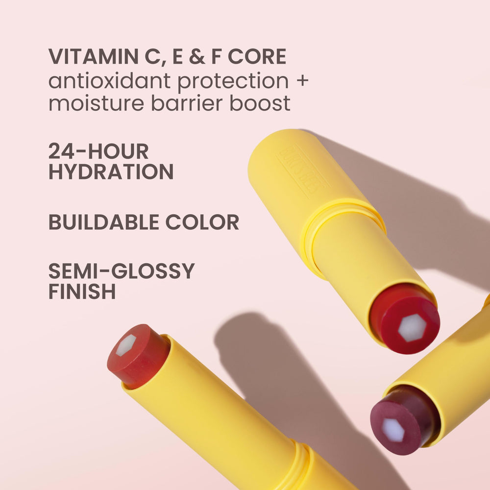 Burt's Bees vitamin core close-up displaying C E F enriched center for protection