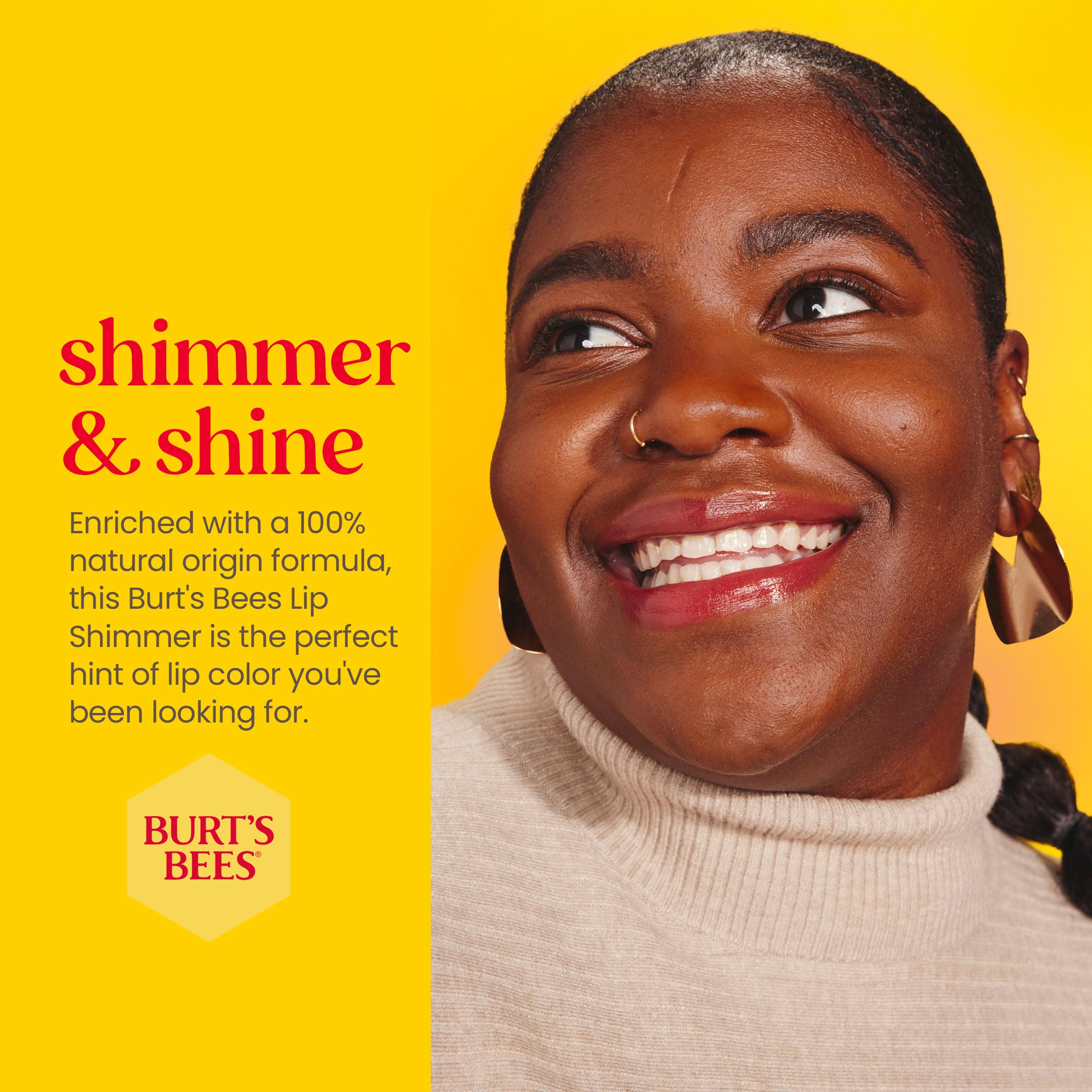 Burt's Bees texture swatch showing creamy shimmer for smooth application