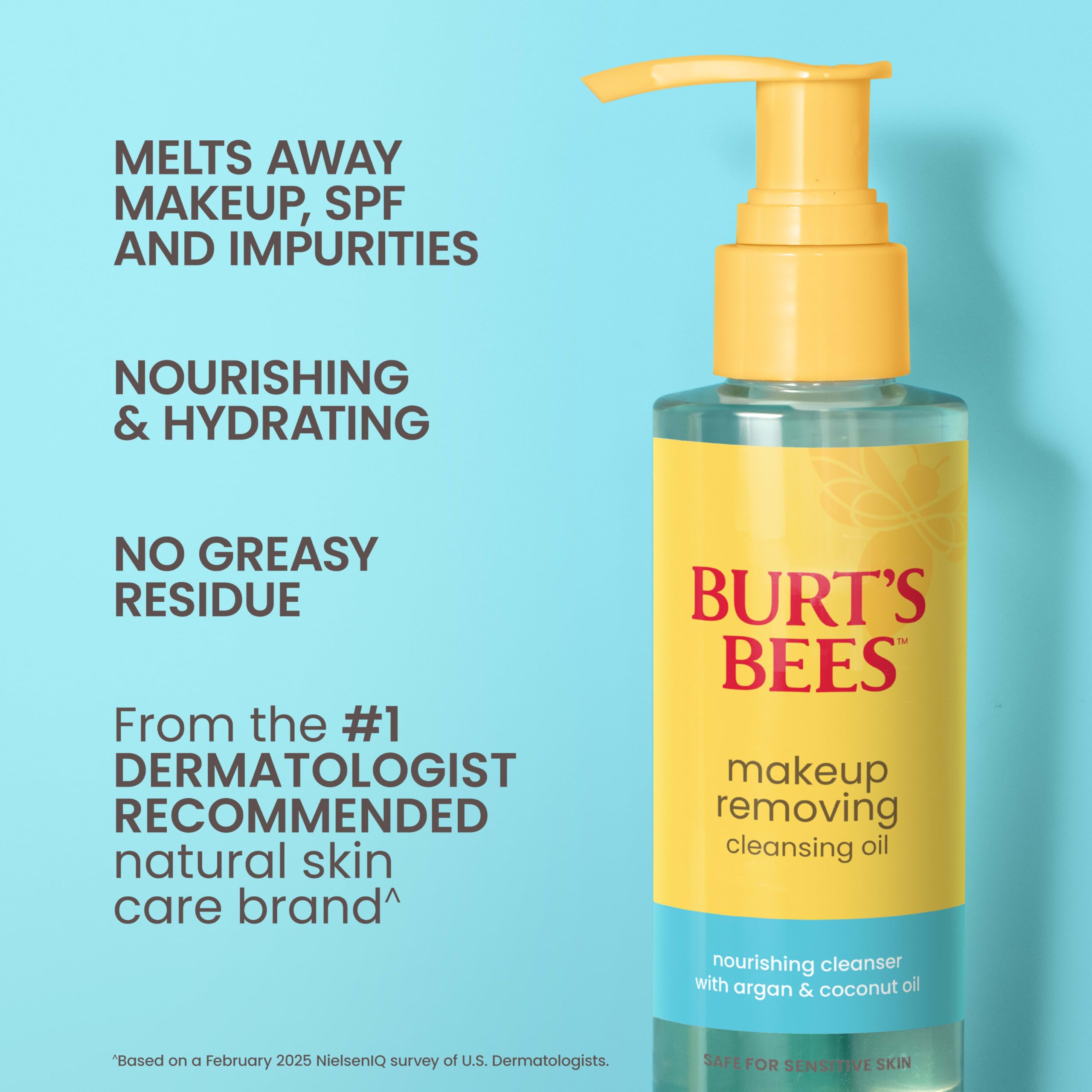 Burt's Bees applied to face removing waterproof makeup for easy cleansing
