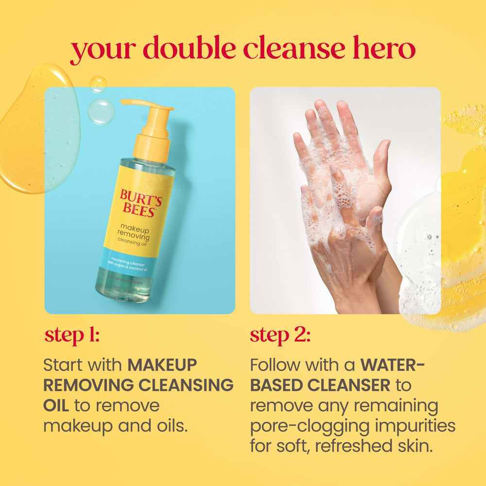 Burt's Bees rinsing clean to reveal hydrated, non-greasy skin finish