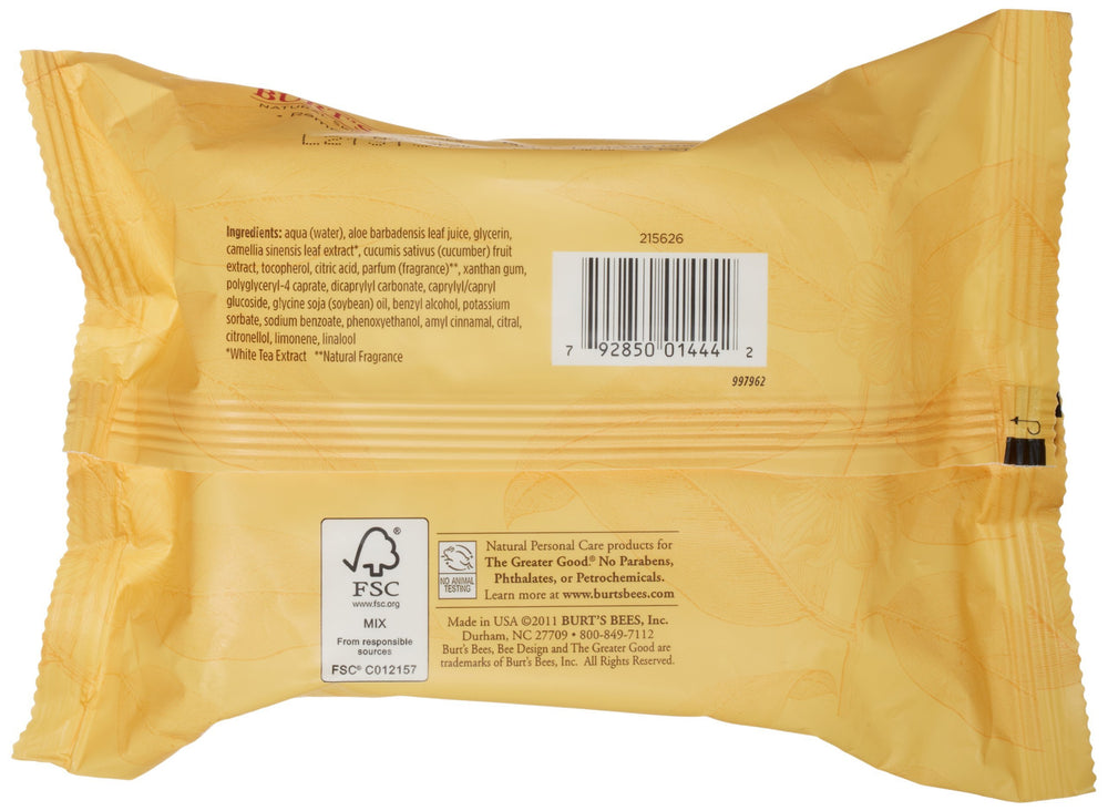 Burt's Bees close-up of towlette texture displaying soft cloth and gentle cleansing action
