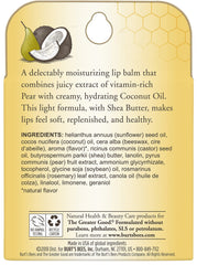 Burt's Bees label close-up showing ingredient callouts and transparency benefit