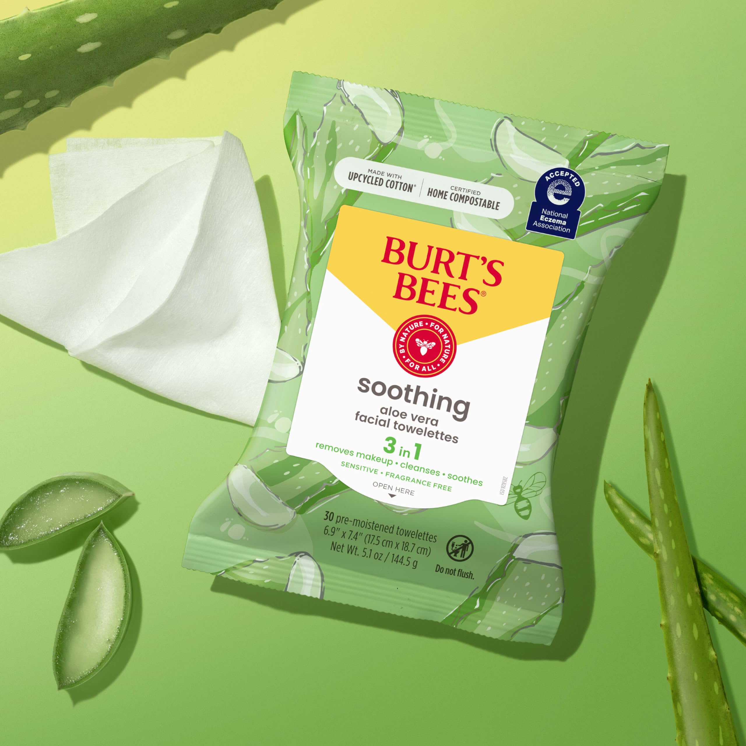 Burt's Bees compostable mark detail promoting reduced waste
