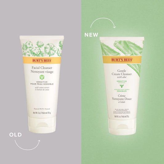 Burt's Bees creamy cleanser texture close-up depicting a hydrating, non-foaming formula