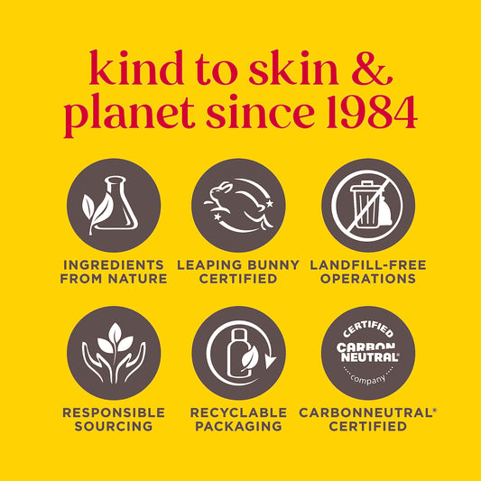 Burt's Bees four tubes arranged to display included flavors and portability benefit