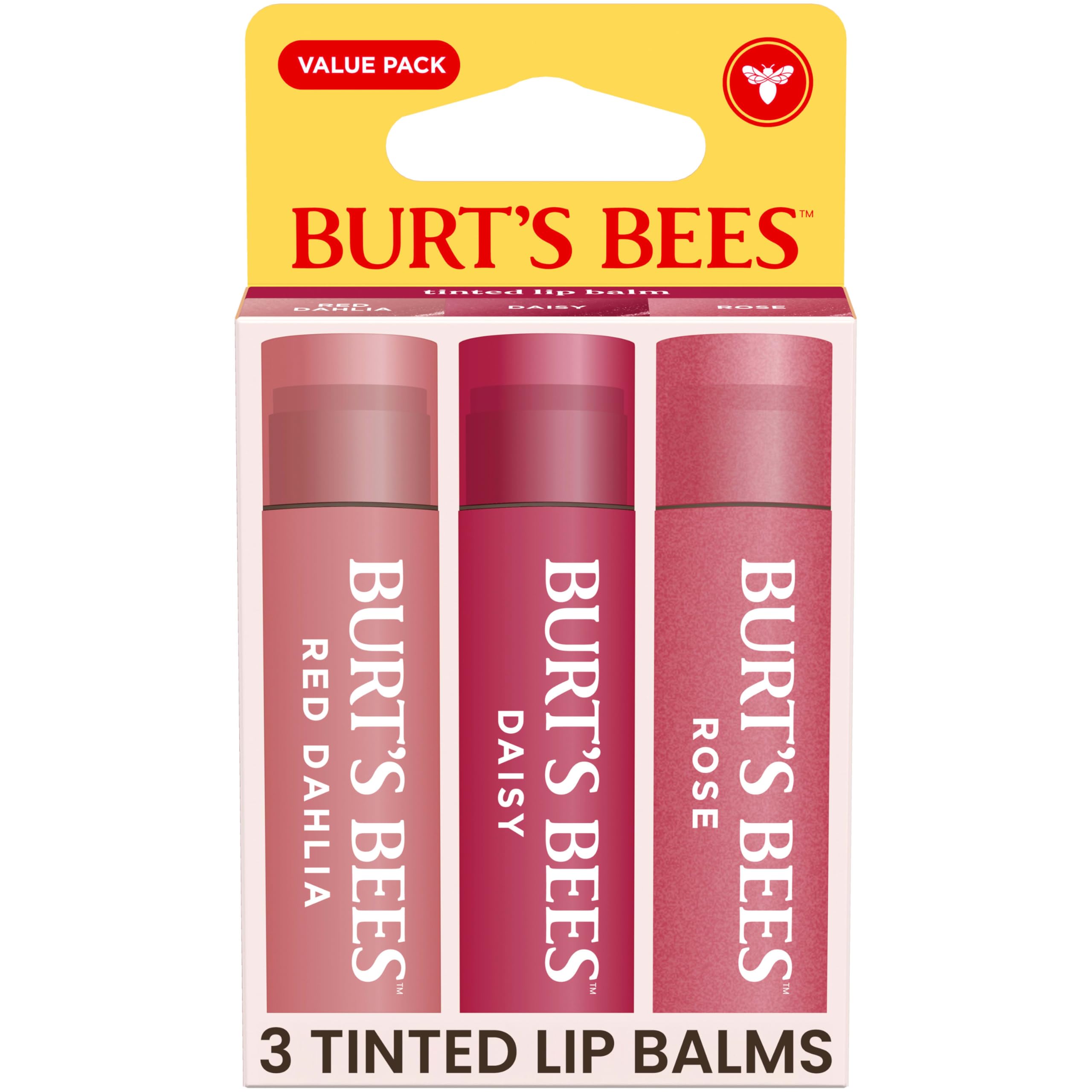 Burt's Bees front packaging showing three tubes and practical value