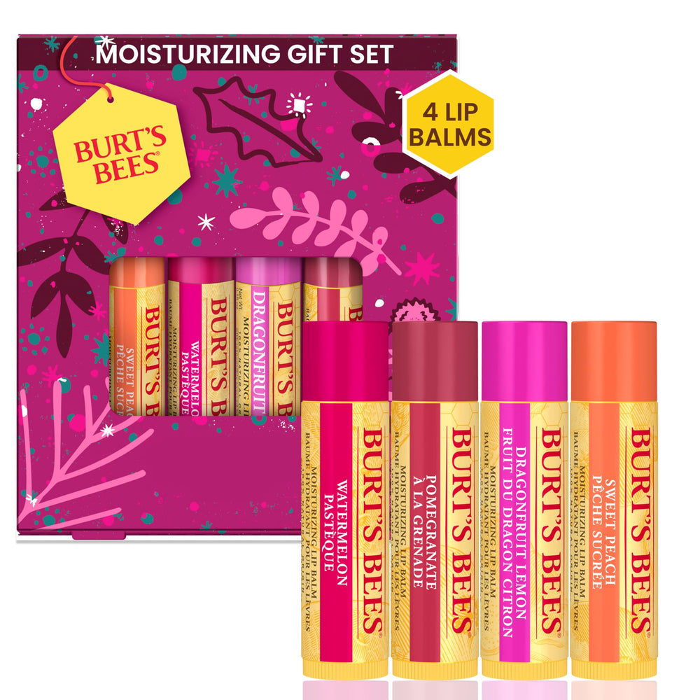Burt's Bees front packaging showing the gift set and festive design benefit: easy gifting