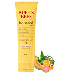 Burt's Bees front tube showing product and tropical scent benefits