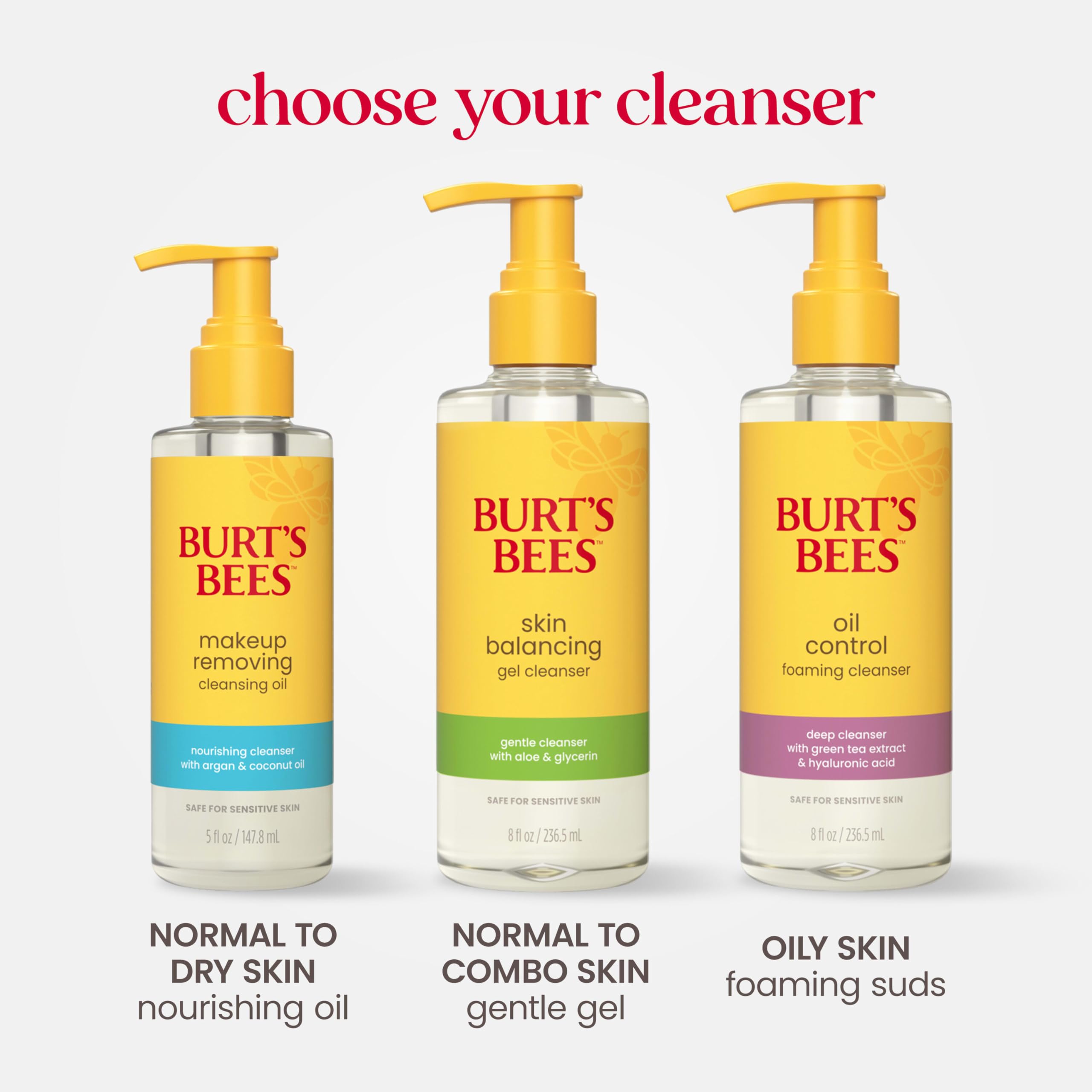 Burt's Bees compact bottle in travel pouch, portable gentle cleanser advantage