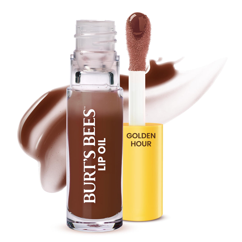 Burt's Bees front packaging showing Golden Hour lip oil and benefit of hydration
