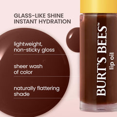 Burt's Bees oil texture swipe highlighting lightweight, non-sticky hydration