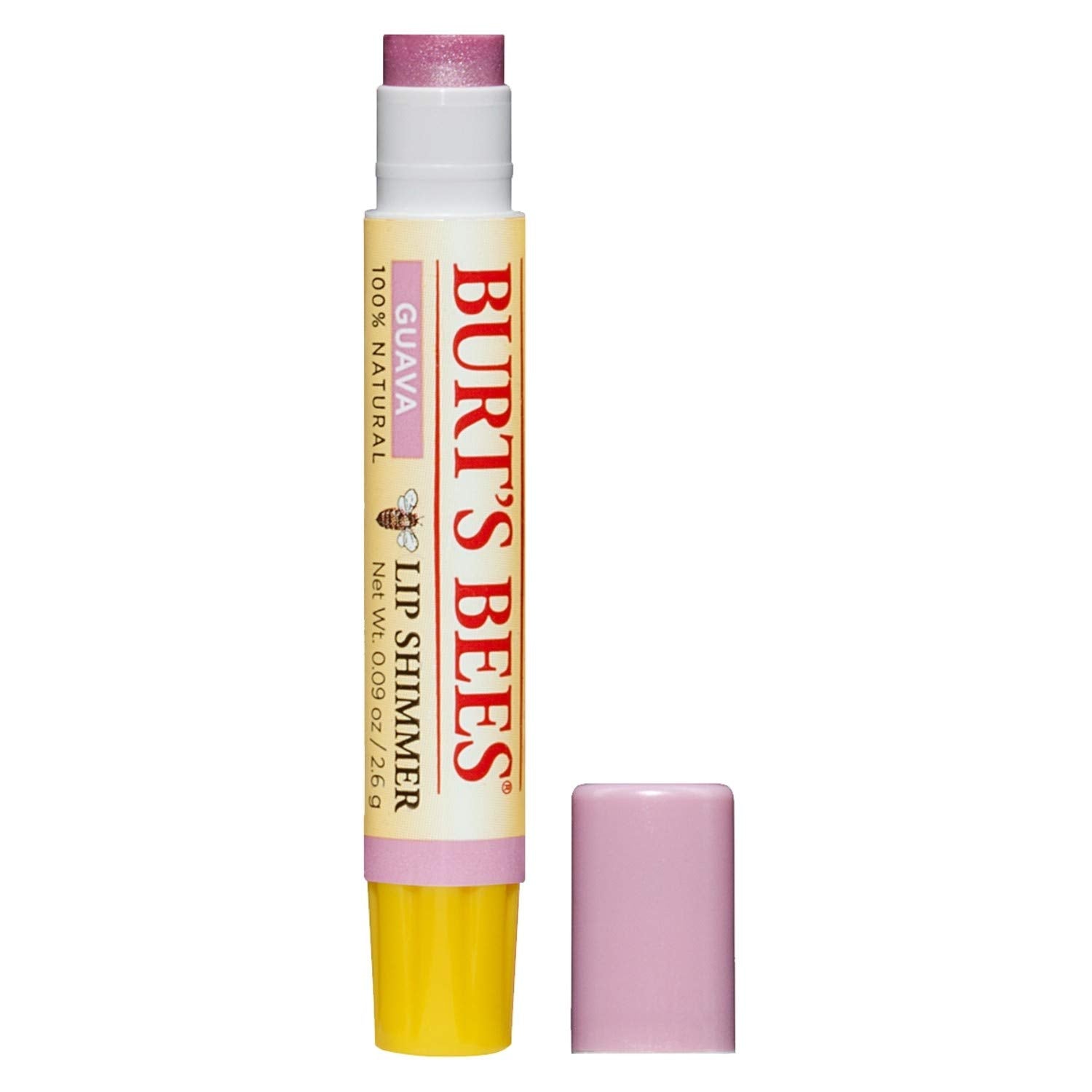 Burt's Bees front tube showing guava shade and slim design for portability
