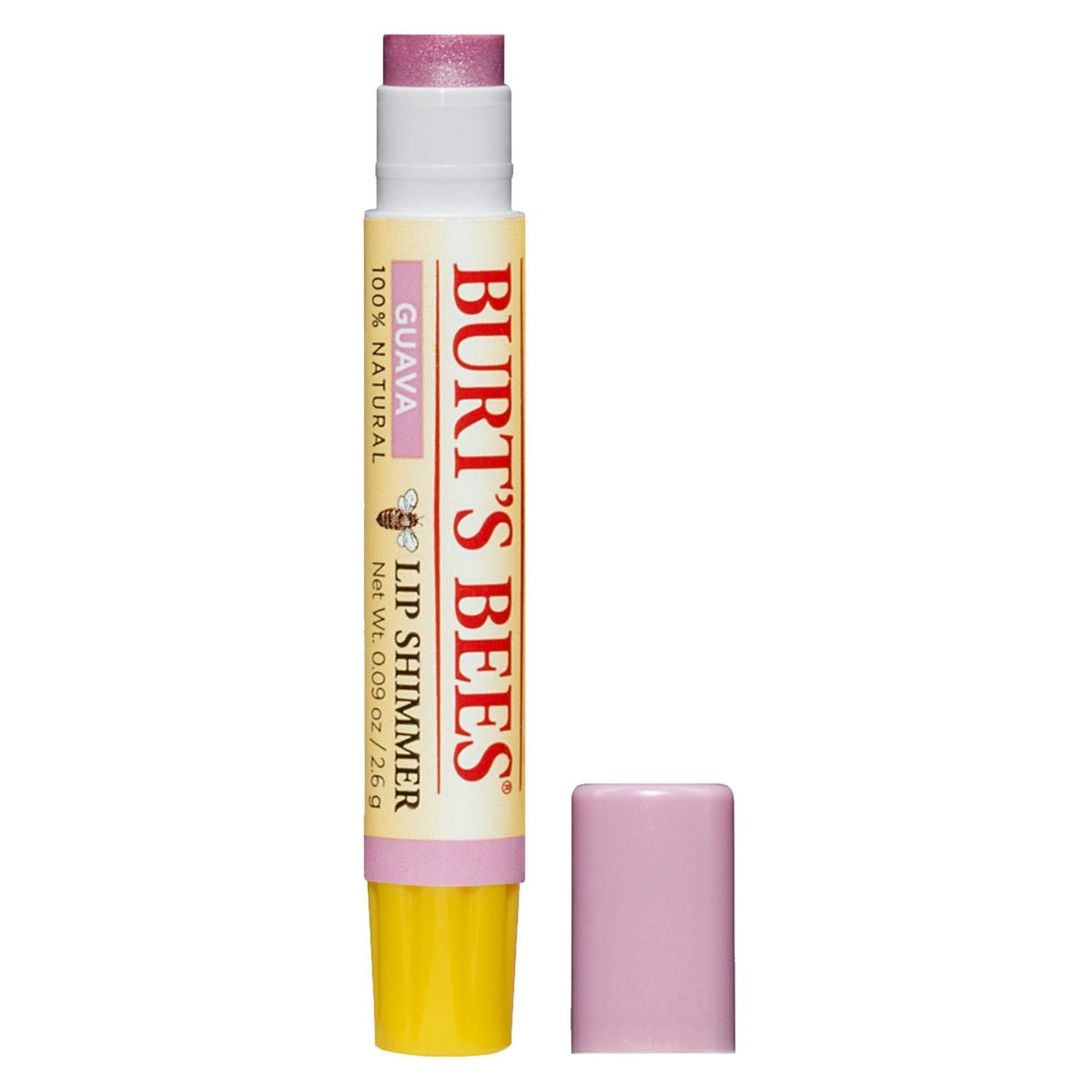 Burt's Bees front tube showing guava shade and slim design for portability