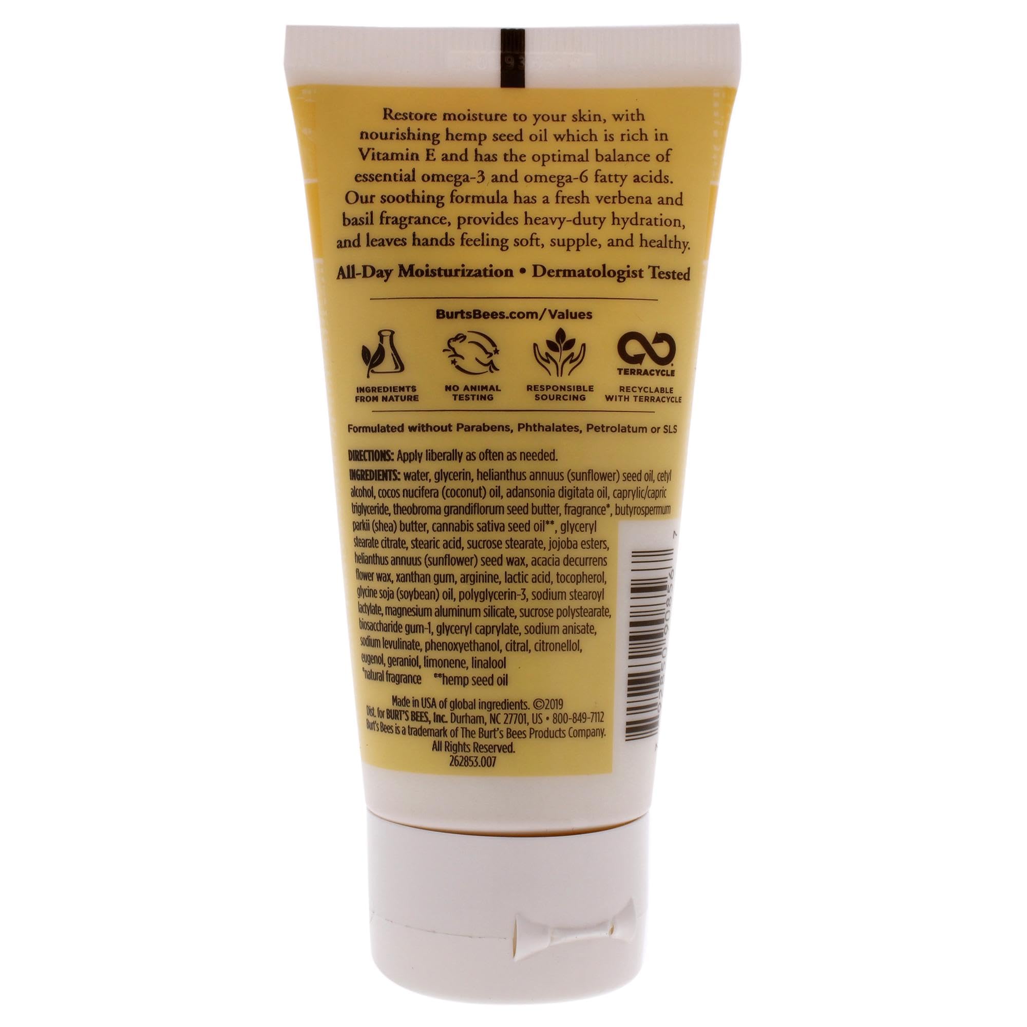 Burt's Bees texture close-up showing cream absorbency and smooth skin benefit