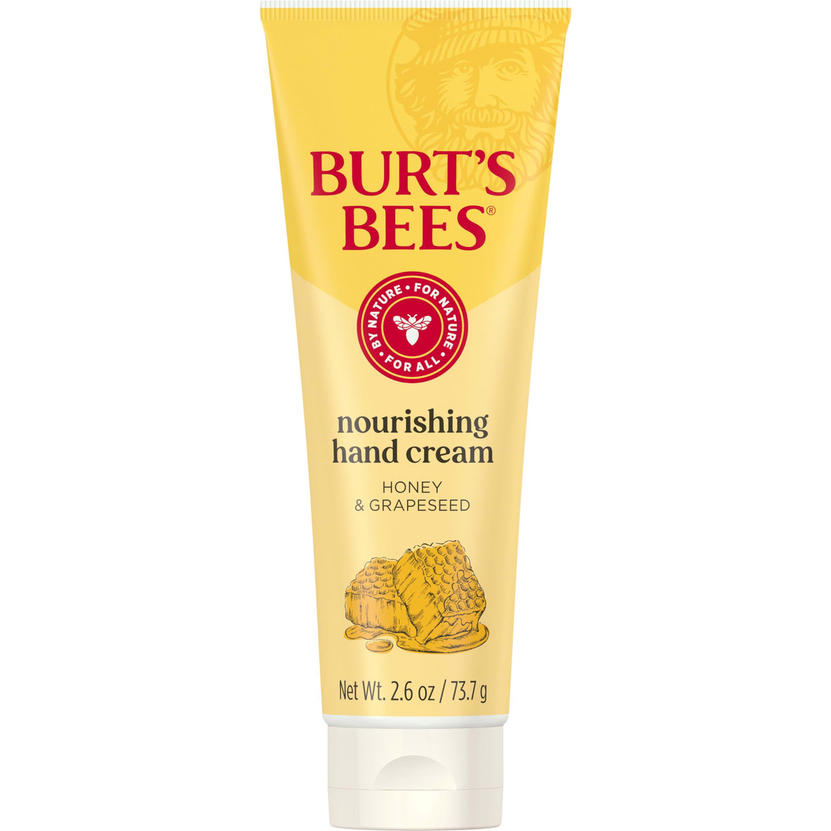 Burt's Bees front packaging showing 2.6 oz tube and branding benefit