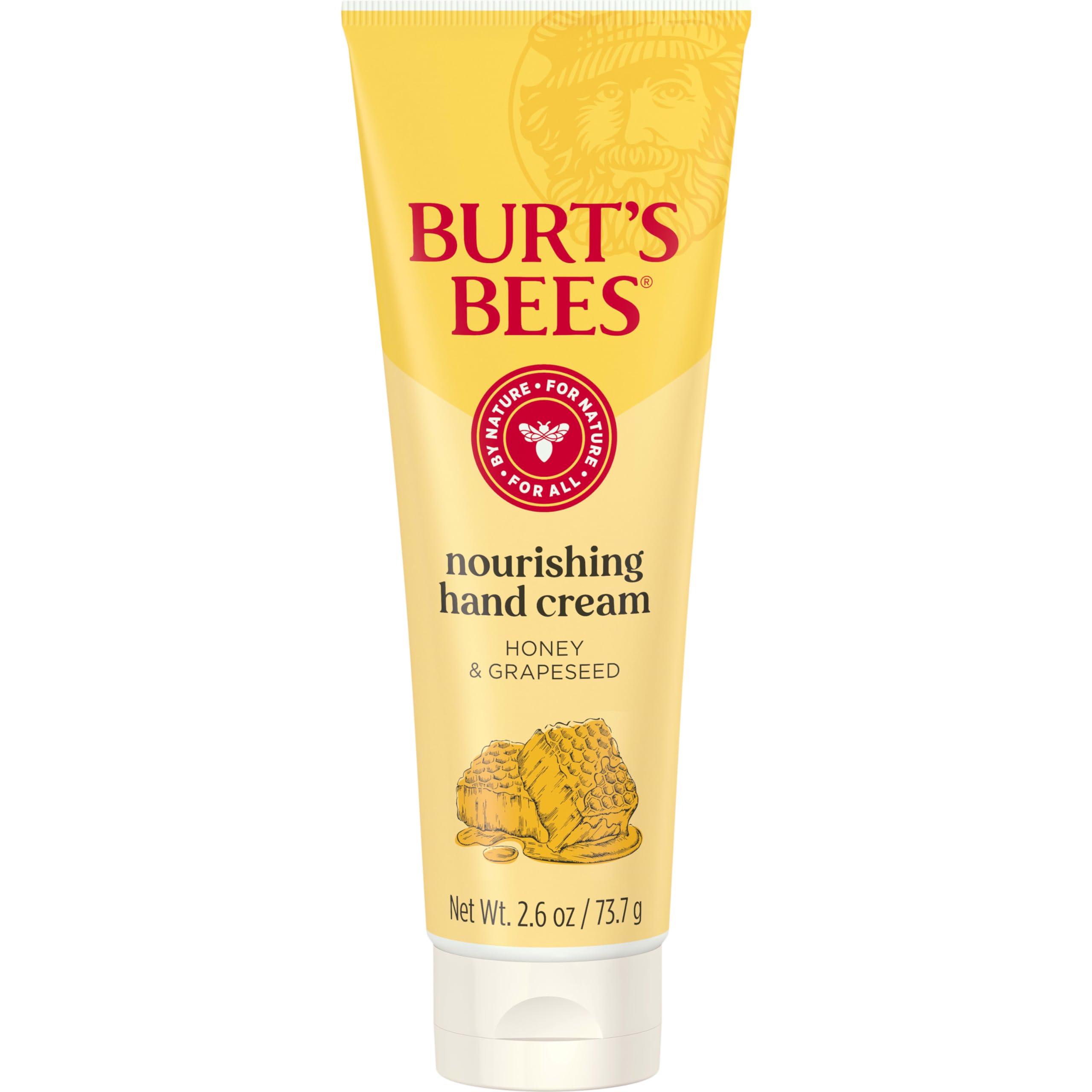 Burt's Bees label close-up featuring ingredient list and natural-origin benefit