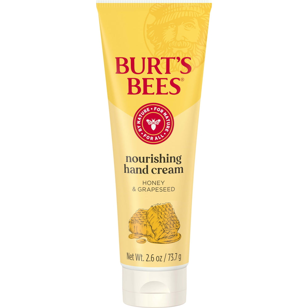 Burt's Bees label close-up featuring ingredient list and natural-origin benefit