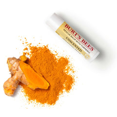 Burt's Bees label highlighting turmeric ingredient and antioxidant benefit