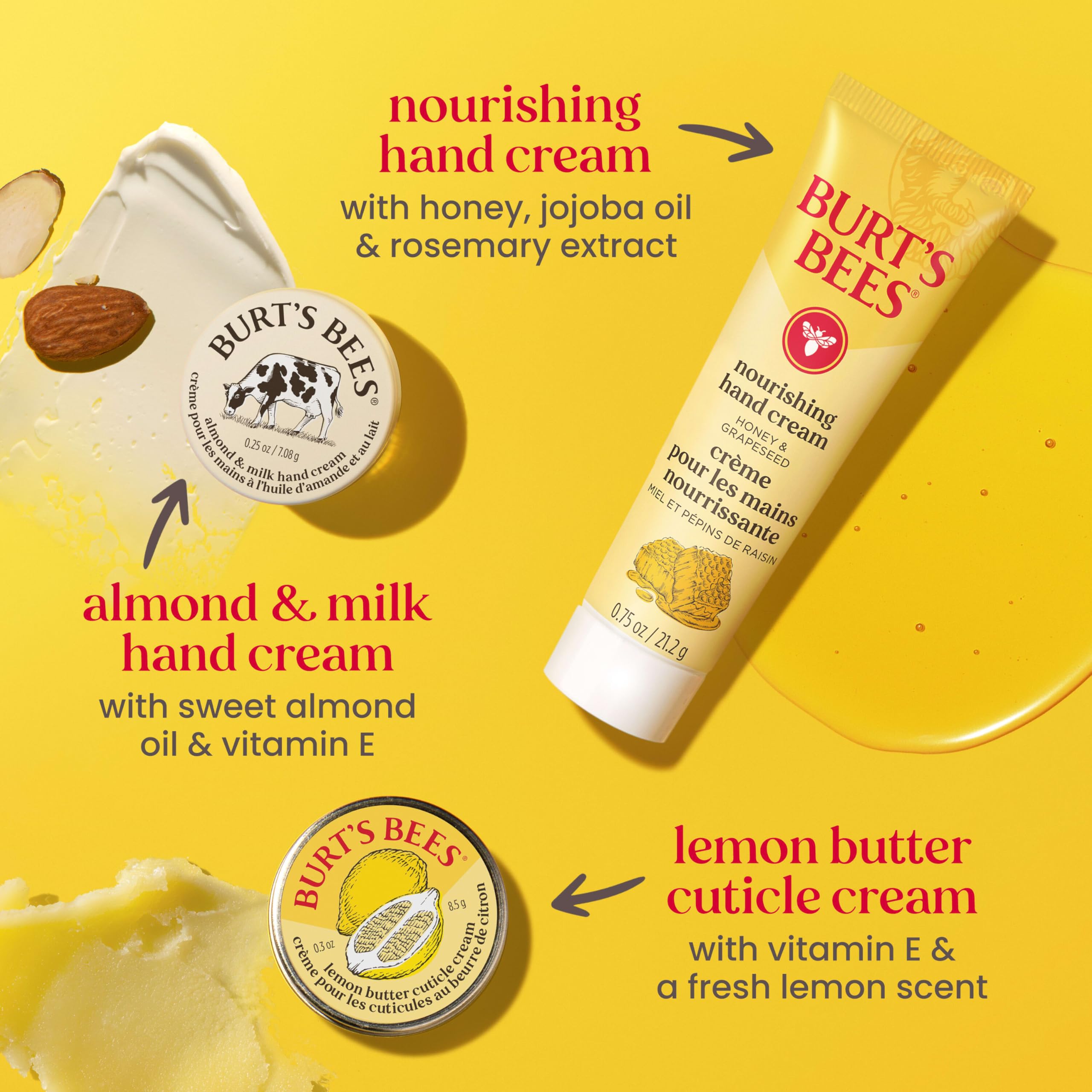 Burt's Bees lemon butter cuticle cream open to show softening texture