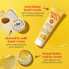 Burt's Bees lemon butter cuticle cream open to show softening texture