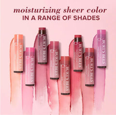 Burt's Bees in outdoor setting showing natural-looking tint on lips