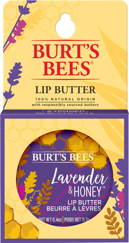 Burt's Bees tin front view showing label and portability benefit