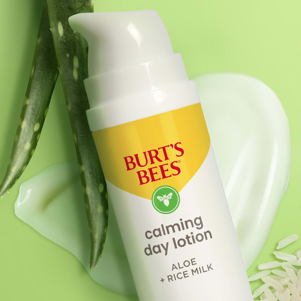 Burt's Bees lotion on bathroom shelf styled to suggest daily routine convenience