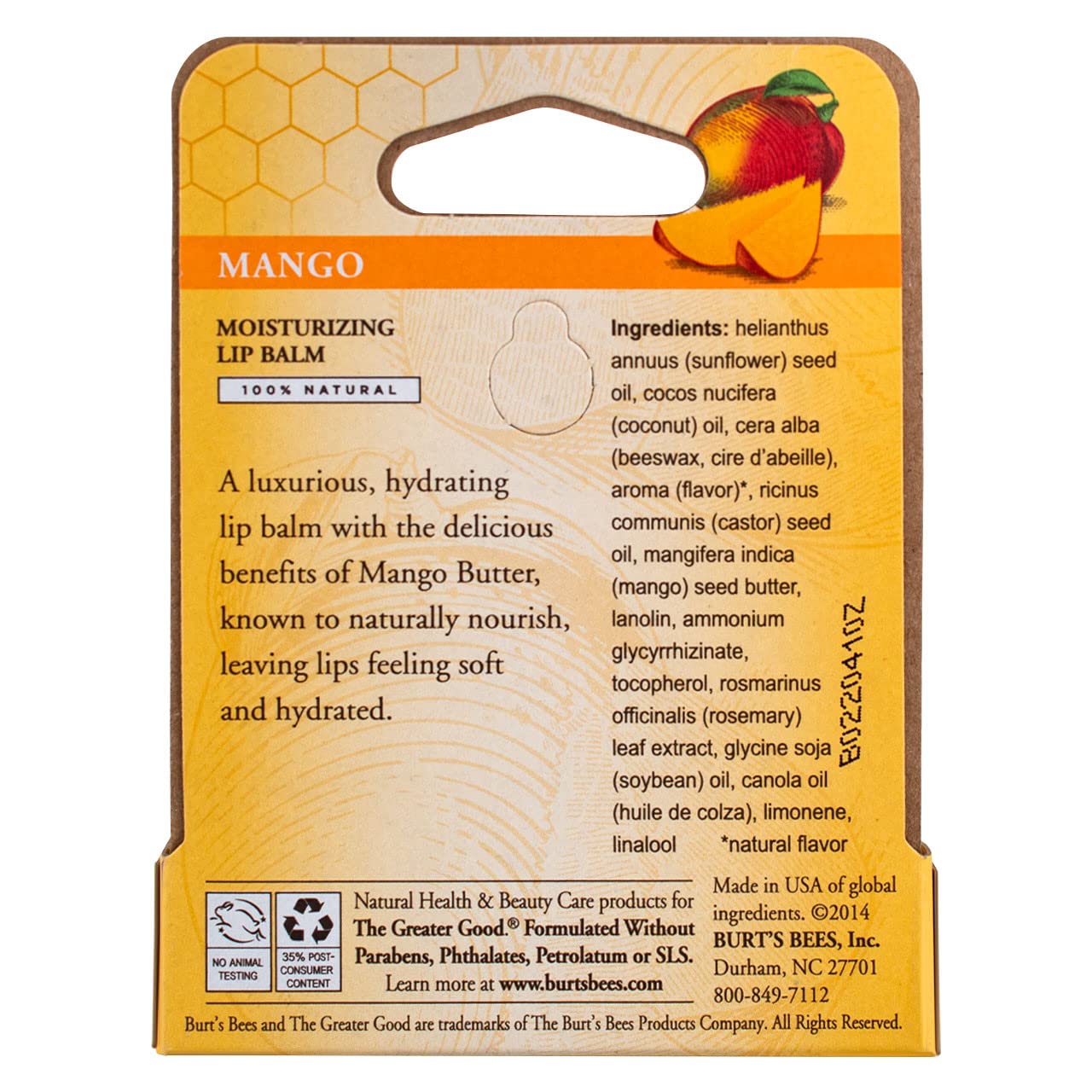 Burt's Bees mango lip balm in use on lips showing quick hydration benefit