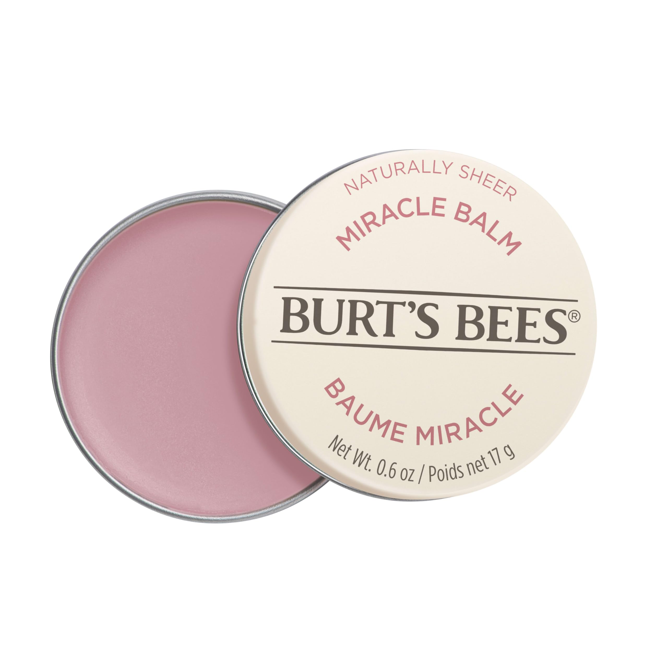 Burt's Bees front tin showing compact balm and clear labeling for portability