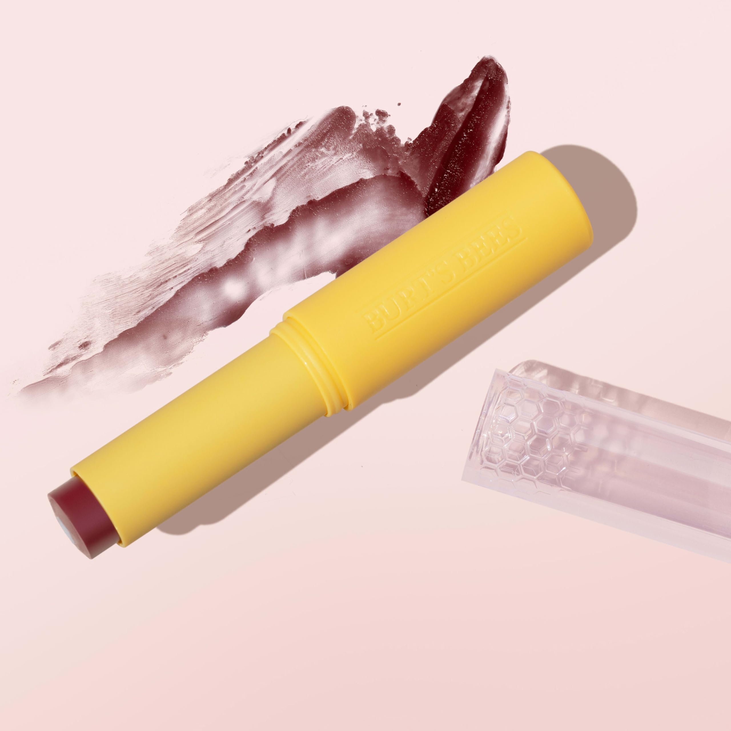 Burt's Bees label close-up highlighting natural-origin ingredients and clean formula