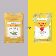 Burt's Bees open pack with a towelette pulled out for quick cleansing
