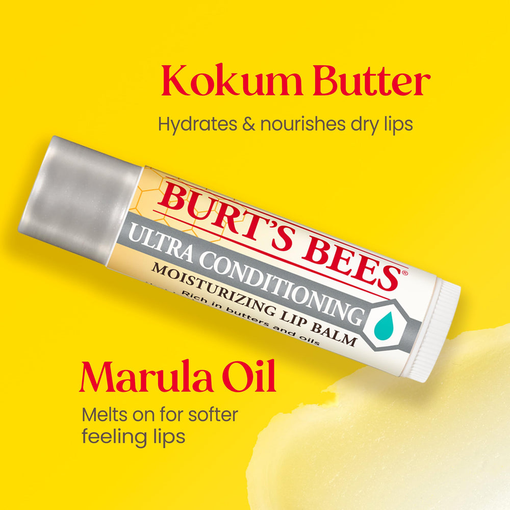 Burt's Bees close-up of balm texture demonstrating smooth, non-waxy application
