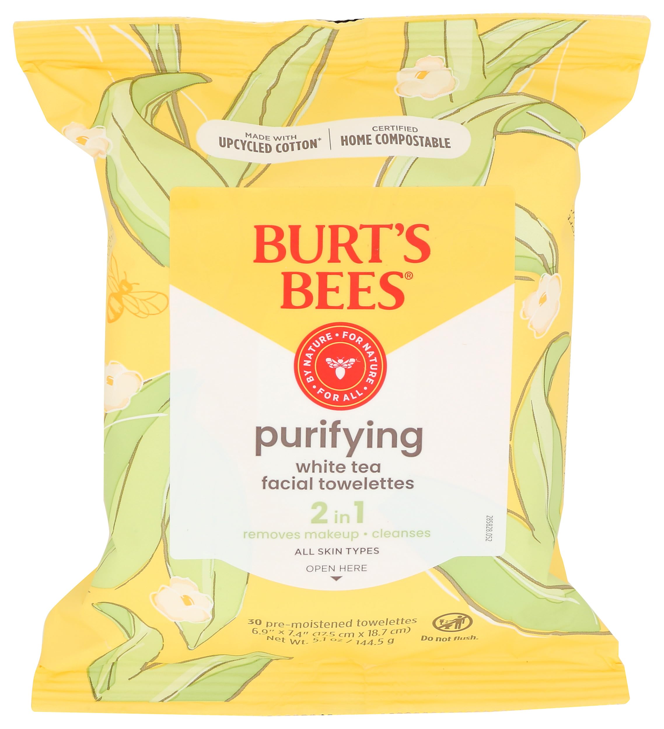 Burt's Bees pack front showing label and 30-count benefit