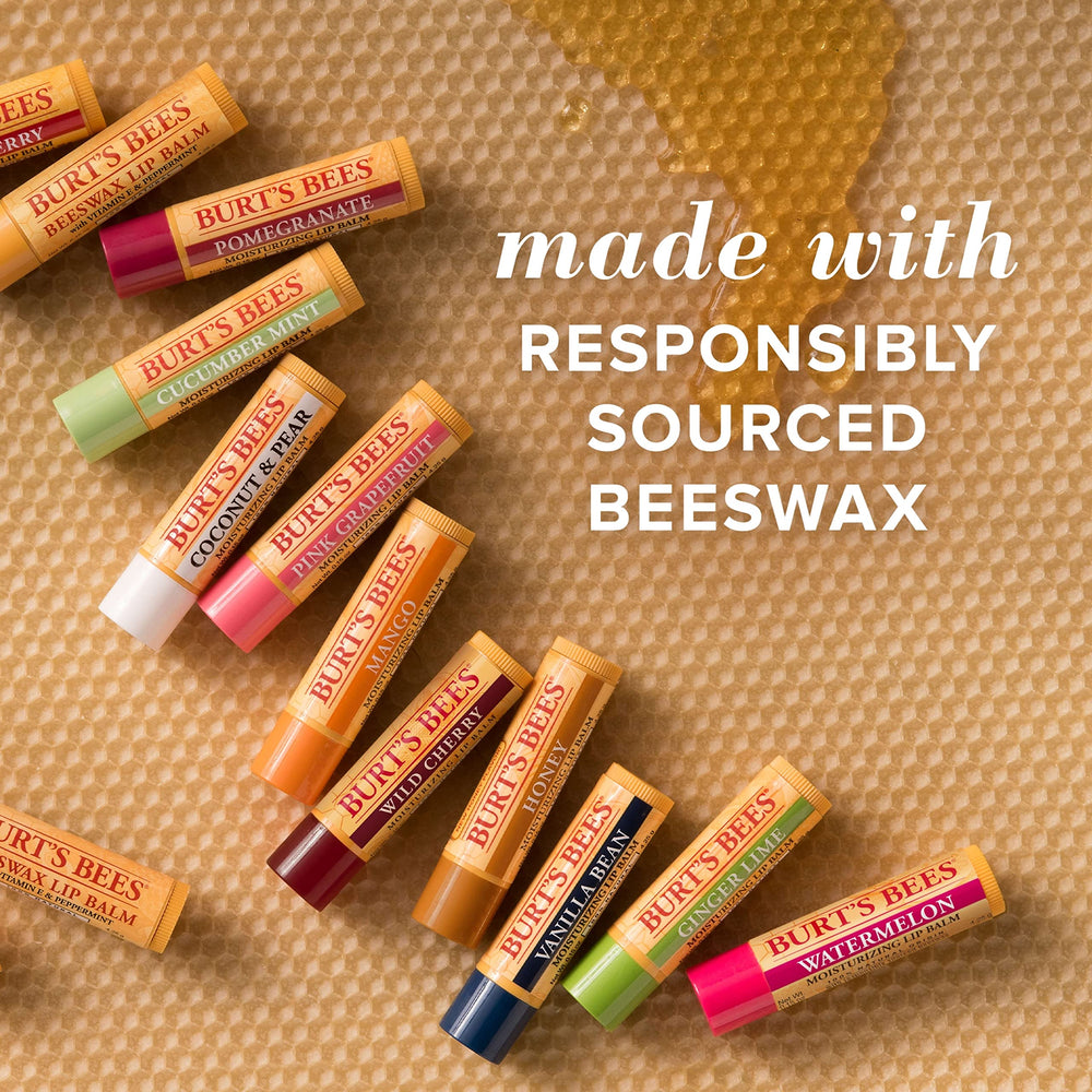 Burt's Bees ingredients label close-up proving natural, recognizable components