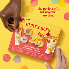 Burt's Bees products held in a hand for scale and travel-friendly size