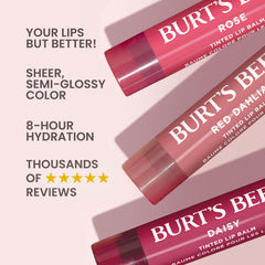 Burt's Bees Red Dahlia open tube showing deep red tint and hydration