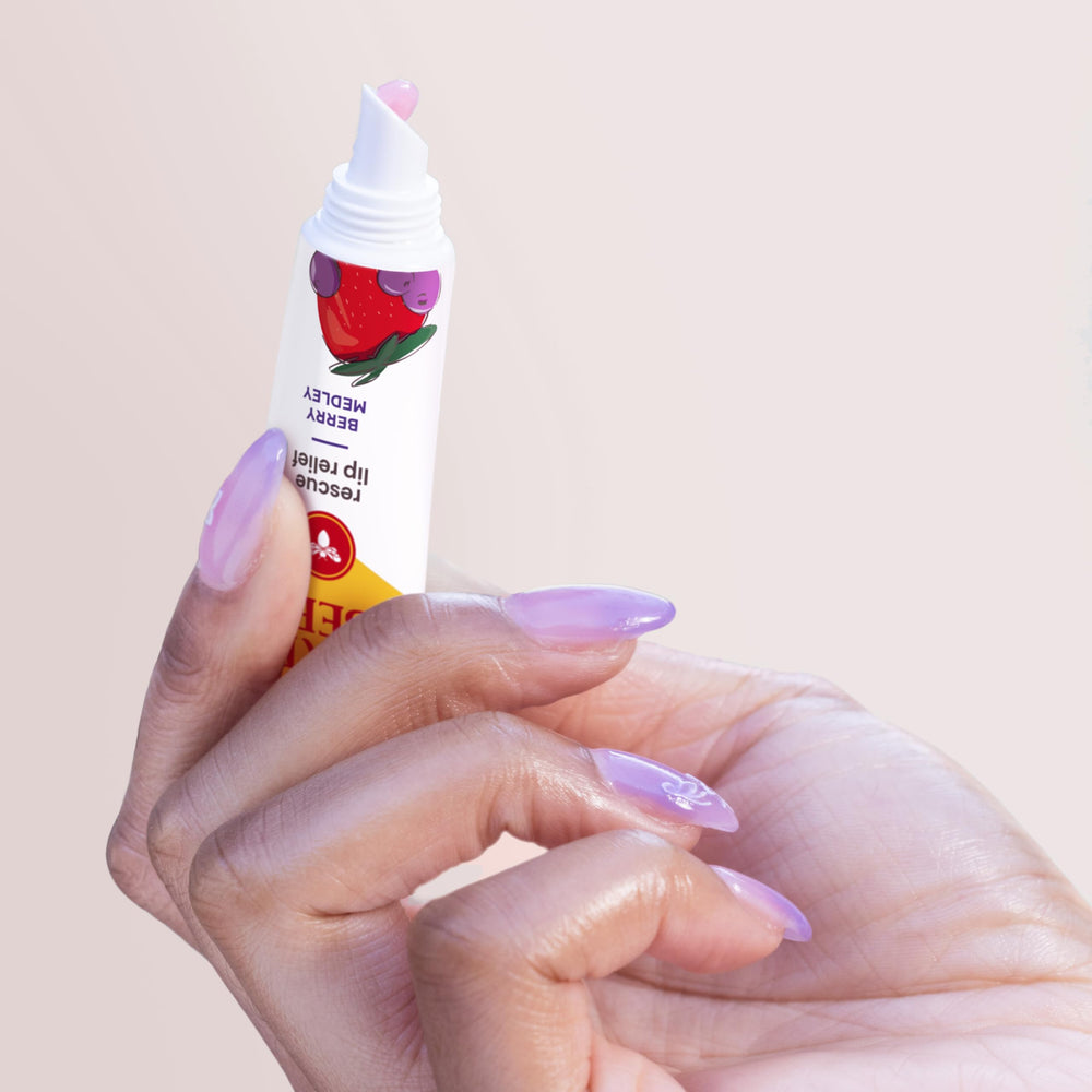 Burt's Bees balm texture swiped on skin demonstrating nonsticky hydration