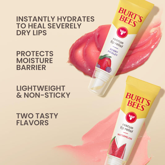 Burt's Bees watermelon tube close-up showing label and easy application benefit