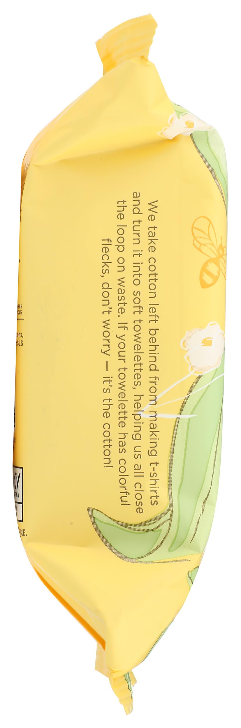 Burt's Bees wipe beside a hand showing size and portability benefit