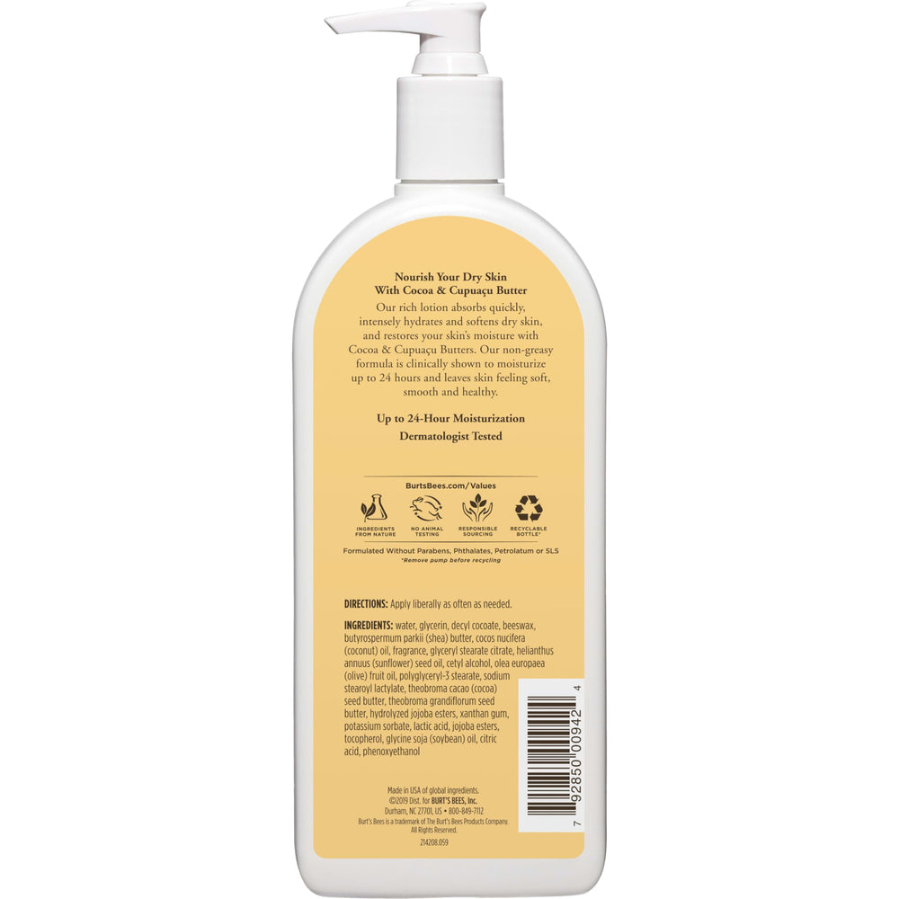 Burt's Bees 12 oz bottle held to show true size and convenient use