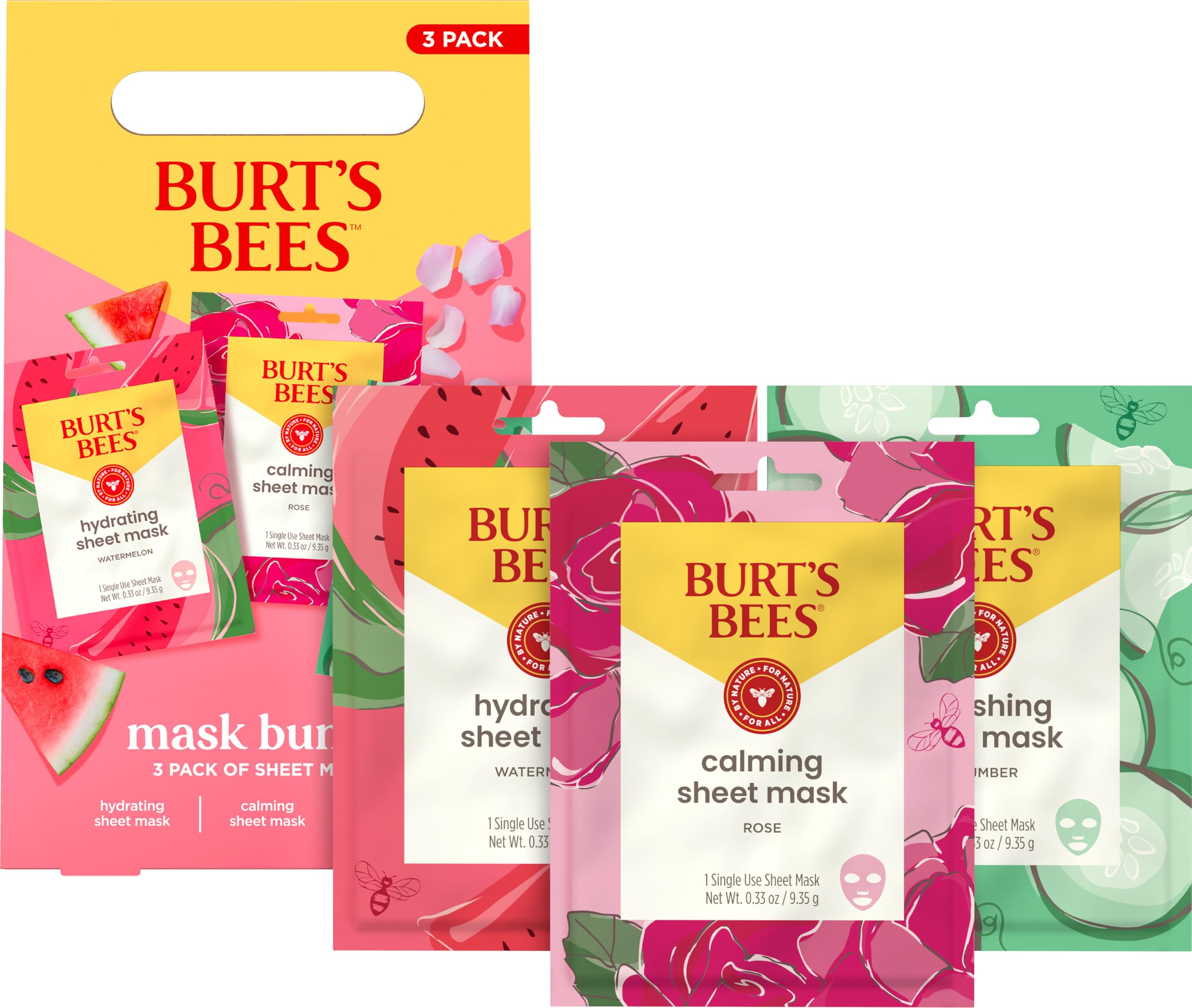 Burt's Bees size scale with hand holding pouch illustrating travel-ready convenience