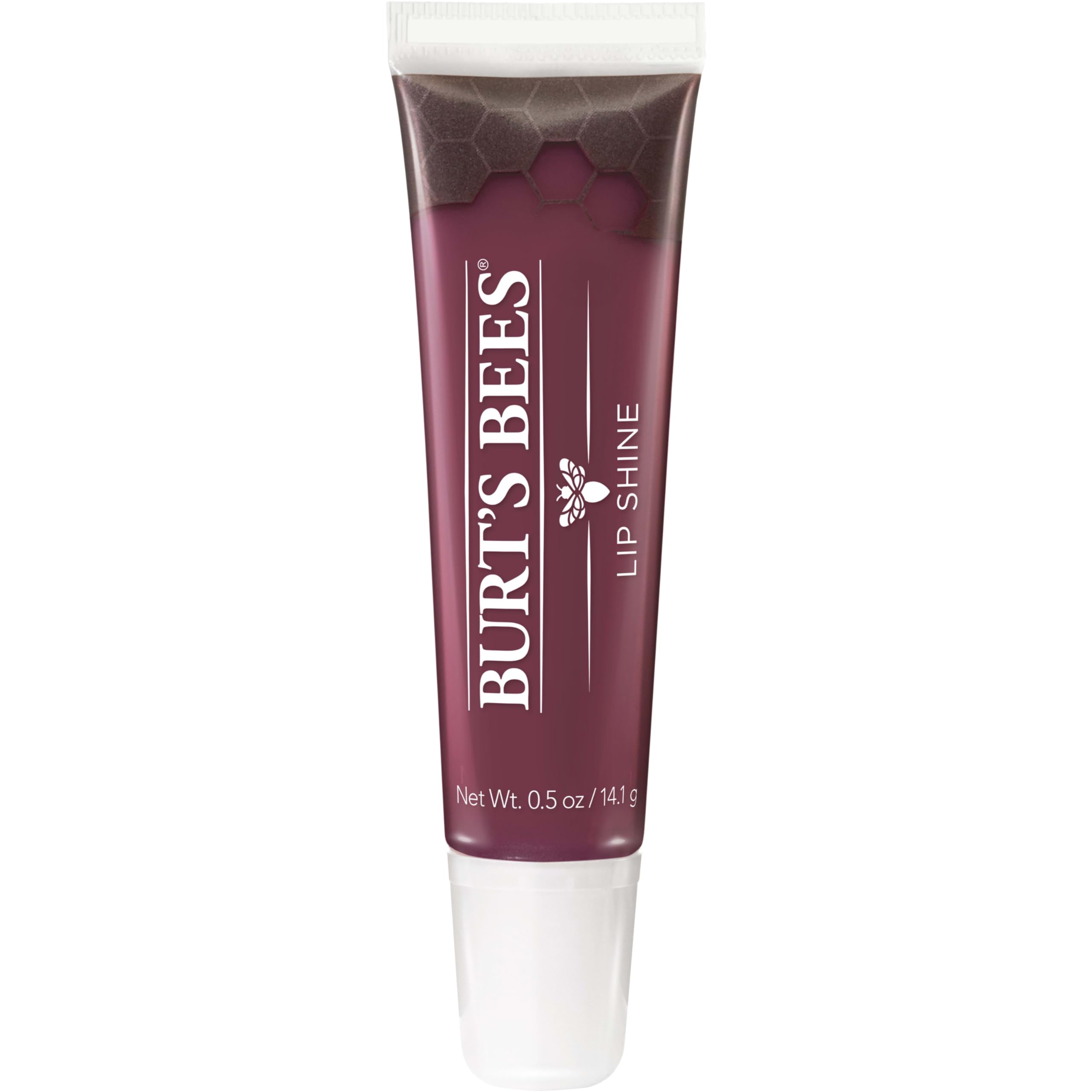 Burt's Bees front tube showing Smooch shade and glossy finish benefit