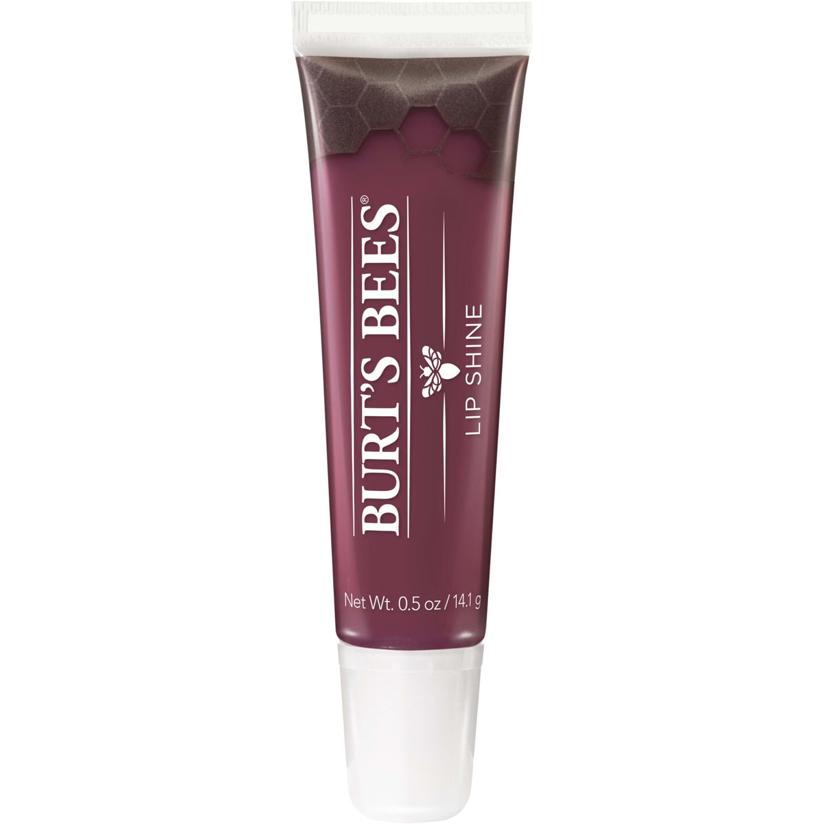 Burt's Bees front tube showing Smooch shade and glossy finish benefit